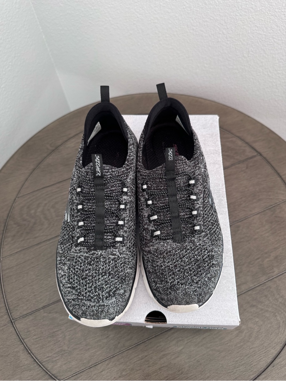 Skechers Women's Slip-On Knit Athletic Sneakers - Black/Gray